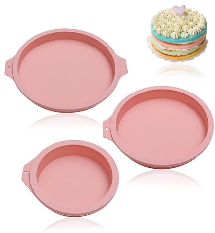 3 Stück Silikon Backform Rund Silikon Backformen Set Antihaftbeschichtet, Leicht Zu Lösen,Für Schichtkuchen, Regenbogenkuchen, Obstkuchen (4 Zoll + 6 Zoll + 8 Zoll)