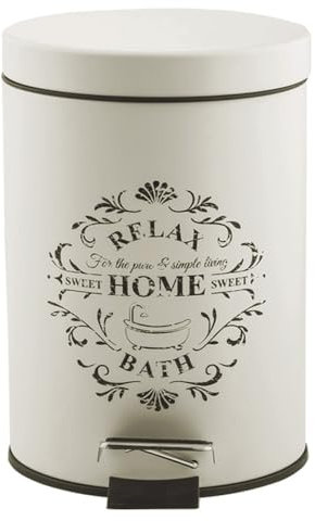 PALUPLUS Cestino da Bagno in Metallo con Coperchio, Misura 20,5x28 cm e Capacità 5 Litri, Pedale Apertura Automatica, Pattumiera con Secchio Estraibile per salviette, cosmetici -5271 (Bianco)