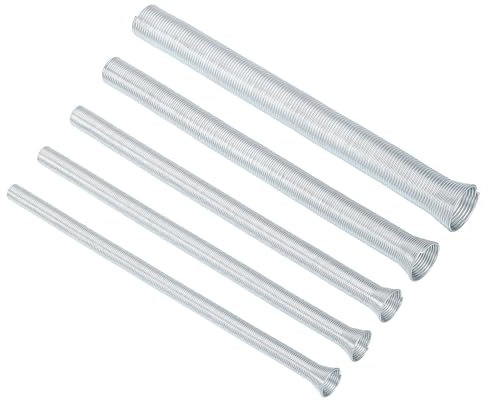 QUARKZMAN 5pz Molla Piegatrice Set per Tubi Rame OD 1/4'' 3/8'' 1/2'' 5/8'' Piegatrice Molla per Tubi Rame Piegatrice Spirale Molla Piegatrice per Tubi Rame Alluminio Argento