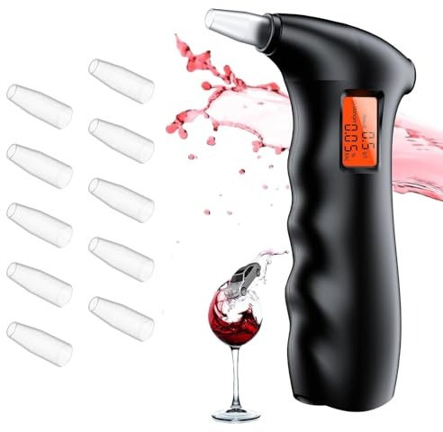 Alkoholtester, Alkoholtester Polizeigenau, Promilletester mit 10 Mundstücke, Tragbarer Alkoholtester,Promille Messgerät Mit Digitalem LCD-Bildschirm für den Einsatz zu Hause oder auf Partys