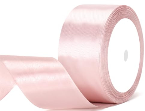 G2PLUS 40mm Baby Pink Satin Ribbon: 22m Wide Gift Wrapping Ribbon | for Wrapping Presents, Crafting, Bows Making, Creating Flower Bouquets, Wedding, Party Decoration