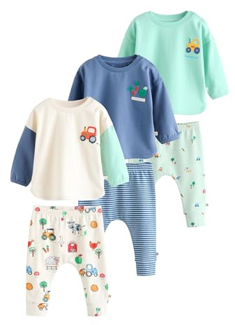 NEXT Nyfödda pojkar Set med babytröja och leggings 6 delar Bright Farm 80-86