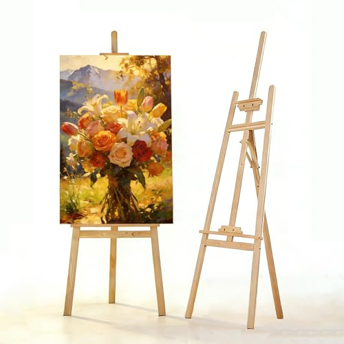 2PCS Cavalletto Legno,Cavalletto In Legno Da 150 Cm Regolabile In Altezza,Adatto a Artisti,Pittori e Esposizioni Matrimoniali,Perfetto Anche Per Bambini e Adulti