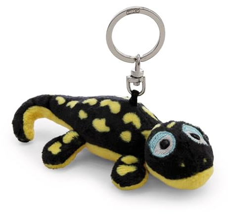 Don Fuego 62398 - Portachiavi con peluche a forma di salamandra, per lo zaino o la borsa di grandi e piccini, 10 cm, nero