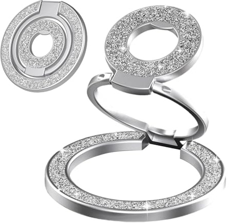 ZXTGBQ Mobiltelefonring hållare magnetisk, glitter fingerhållare med fina kugghjul, 360° vridbar mobiltelefonhandtagshållare, magnetisk mobiltelefon ringhållare fingerhållare för smartphones