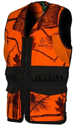 Somlys Gilet de Chasse Camouflage Orange et Vert, 100% Polyester T600N