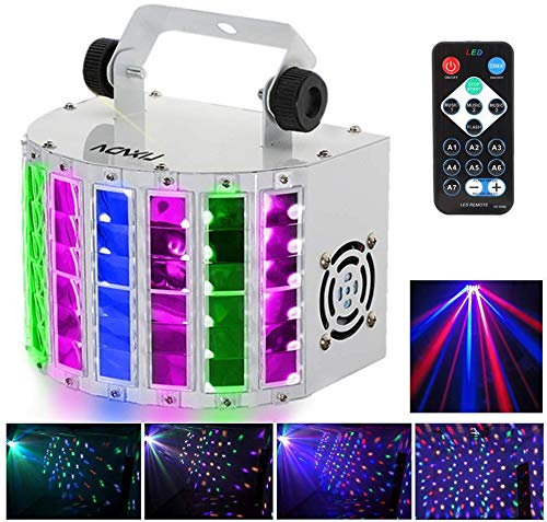Mini Luz de Escenario,24W RGBW Luz de Discoteca,7 Canales DMX-512,Automático/Sonido Control/Velocidad Ajuste/Estroboscópico/Control Remoto,Proyector DJ Perfectas para el Hogar KTV Disco