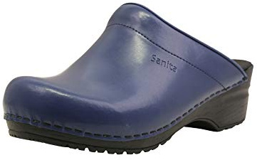 Sanita | Sonja PU öppna tofflor | Original handgjorda | flexibla lädertofflor för kvinnor, Denim blå, 36 EU