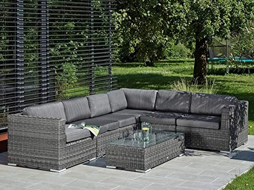 Beauty.Scouts Loungeecke Balera grau/anthrazit, 312 x 66 x 244 cm, inkl. Polster, Sofa, Loungesofa Gartensitzgelegenheit Gartensofa Gartenlounge