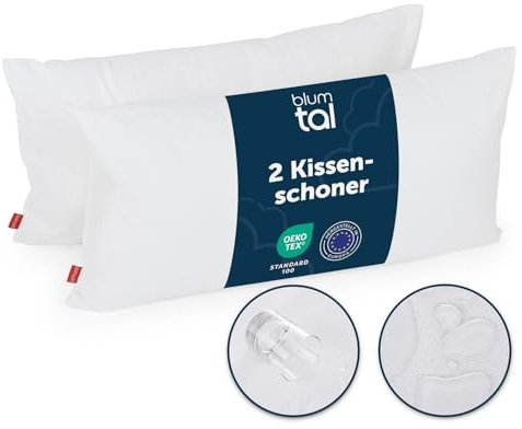 Blumtal Kissenschoner 40x60 cm 2er Set - Oeko-TEX zert. Kissenbezug 40x60 cm - wasserdichter Kopfkissen Bezug 40 x 60 cm - Kissenbezüge 40x60 mit Reißverschluss - 40x60cm Kissenbezug Fleckenschutz