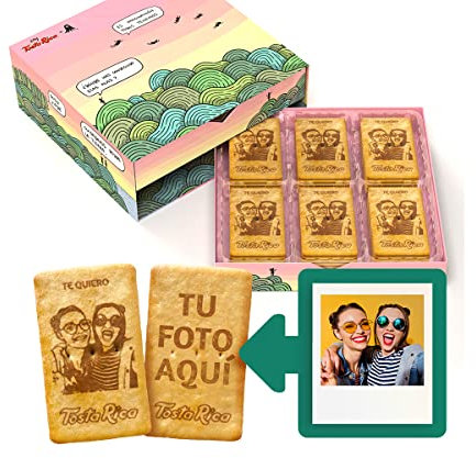 TostaRica - 60 Galletas Personalizadas con Foto y Dedicatoria - Regalo Original - Estuche I de Imaginación