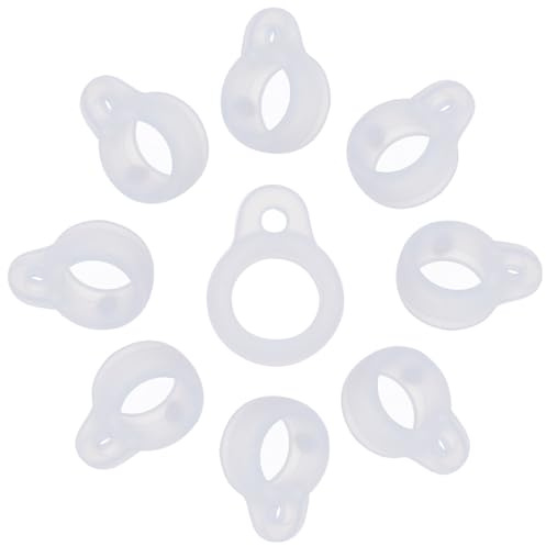 GORGECRAFT 60 pcs Anneaux en Caoutchouc de Silicone Anti-Perte Blanc Support de Bande Pendentif en Silicone Étuis Réglables Polyvalents Kit de Transport de Remplacement de Lanière de Collier de 8mm