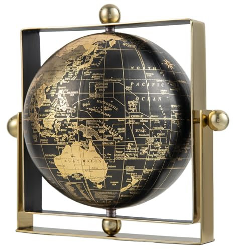 COSTWAY 16 cm Antiker Globus, Schülerglobus 720° drehbar, Weltkugel mit quadratische Metallrahmen, in Englisch, pädagogisch geografisch, Lehrmaterial für Klassenzimmer, Zuhause, Büro (Ø 16 cm)