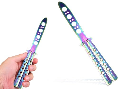 Lhbwhiz Butterfly Messer zum Üben, Butterfly Trainer mit Ungeschärfte Klinge Übungs Knife,nicht scharfe Klinge für Anfängern(Farbe)