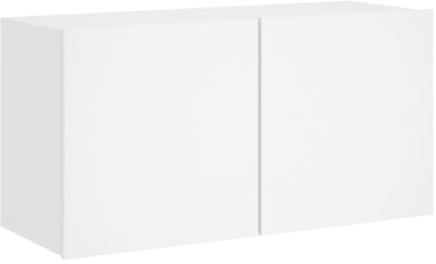 vidaXL Meuble TV Mural, Armoire de Télévision Suspendue avec Rangement, Meuble Télé Flottant Salle de Séjour, Moderne, Blanc Bois d'Ingénierie