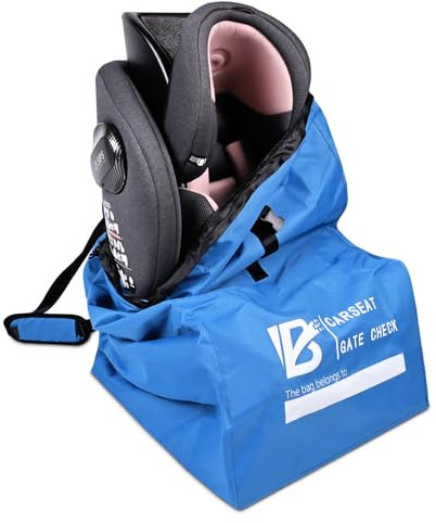 BIGCOON Autositz-Reisetasche, Babyschalen-Reisetasche mit reißfestem und verbessertem Nähstoff, Gate Check Bag für Flugzeug, passend für umwandelbare Autositze, Babyschalen und Sitzerhöhungen, Blau