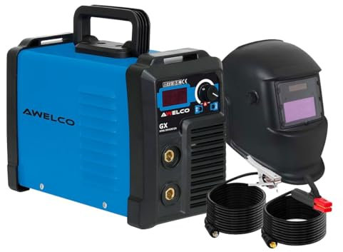 AWELCO - Poste à souder Inverter GX200 Electrodes MMA Ecran digital + Cagoule de soudure Automatique Din13