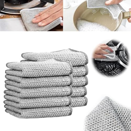 Aililong 10 unidades - Paños de alambre multiusos para platos húmedos y secos, paños de cocina reutilizables limpia para platos de cocina
