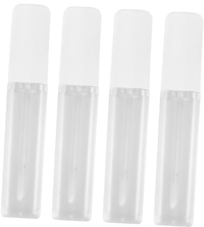 FRCOLOR 4pcs Empty Lip Gloss Bottle Plastic Square Subpackaging Tube Lip Balm Container for Cosmetic