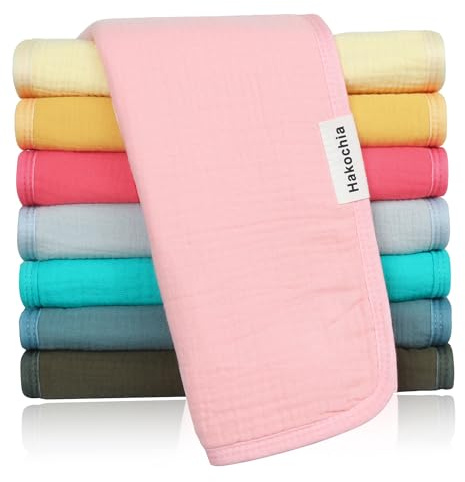 Hakochia Muslin Cloths for Baby, 100% Cotton Muslin Squares Burp Cloths Baby Essentials for Newborn Boys Girls Burping Rags Spit Up Cloths Sets,8-Pack