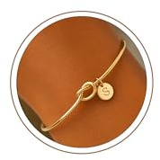 Turandoss Bracelet Femme Or – Bracelet Charm Ajustable Plaqué Or 14K avec Lettre S Bijou Personnalisé, Bijoux idéaux pour Femme Fille Noël ou d'anniversaire pour une mère ou une amie.