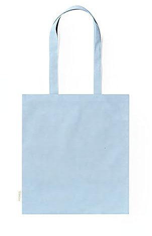 Genérico Pack de 3 Bolsas de Algodón Reciclado - Asas Largas Reforzadas - Reutilizables y Ecológicas (Azul Claro)