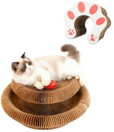 Twisty Paws Cat Toy, Foldable Magic Organ Cat Scratcher Toys, Kitten Curl Round cat Toy With Bell, Kitten Scratcher For Scratching And Jumping (1 Pcs)