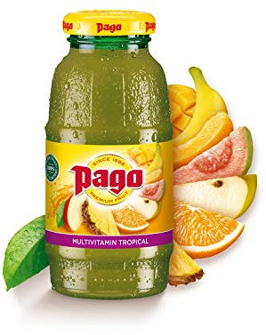 Pago - Tropical - 100% Natural Fruits and Vegan Friendly and Gluten Free 200ml (Pack of 12)