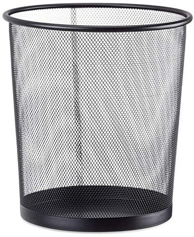 Aurora Store Cestino Gettacarte in Metallo Traforato da Ufficio Pattumiera a Rete Porta-rifiuti Ø 30 cm Alto 35 cm Nero casa, cameretta, scrivania, Studio 20 Litri