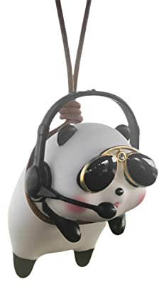 iSpchen Rétroviseur Pendentif Décoration Ornement pour Voiture - Miroir Suspendus Drôle Panda Swing - Accessoires Intérieurs