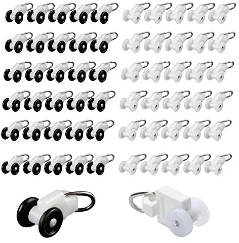 60 Stück Vorhangschiene Track Roller, Gardinengleiter Wheel Vorhangschiene, Riemenscheiben Gardinenröllchen, Vorhang Track Roller, Vorhangschiene Riemenscheiben, für Vorhangschienen Gardinenschienen