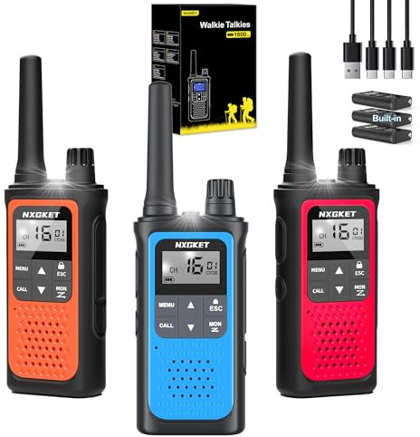 Walkie Talkie PMR446 Lizenzfrei Funkgeräte für Erwachsene Kinder,NXGKET ZX-808 Walki Talki Aufladbar mit 1800mAh Akku, 5km Reichweite 16 KanäLe mit Drehknopf für Abenteuer im Freien, Camping, Wandern
