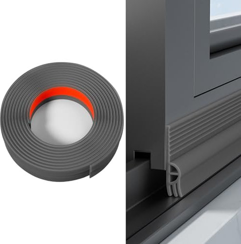 Veki Burlete Ventana Corredera Autoadhesiva, Tira de Sellado para Ventana Antipolvo, Cinta de Sellado de Ventanas Impermeable, Junta de Ventanas TPE para Anti Frío, Aislante, Ruido (Gris, 2m)