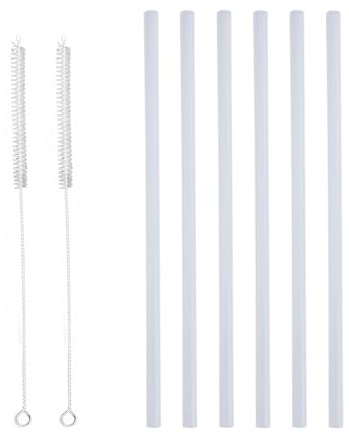 6 pajitas de plástico de repuesto, reutilizables pajitas plástico, pajitas reutilizables, pajita de plástico, con 2 cepillos de limpieza, pajitas transparentes para vasos de viaje, botellas de agua