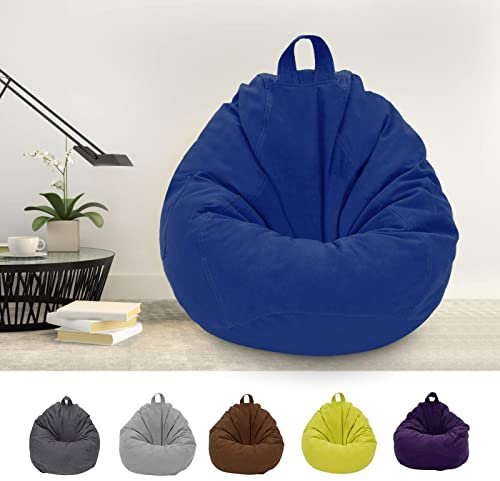 CROWNSHOP Bean Bag Chair Cover, 80x90cm Lazy Beanbag Chair Without Filling, Bean Bags Cover for adult Outdoor and Indoor Relaxation, Lounge Chair, Bedroom Cushion (blue)