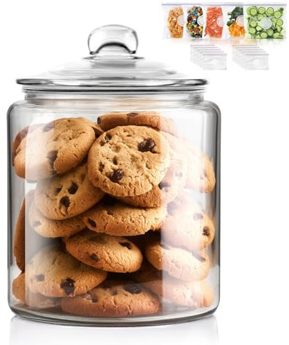 Masthome Bocal à Biscuits en Verre avec Couvercle Hermétique, 3,9L Grande Bocal avec Silicone Réutilisable, Pot à Biscuits de Conservation pour Farines, Bonbons et d’Autre Aliments