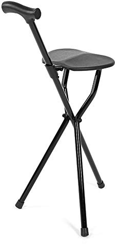 Cracée Pliable avec Siège, Canne de Marche avec Siège, 3 Jambes Handle Cane Cane Poids Léger en Aluminium Stick Walking Stick pour Les Salons Commerciaux de Personnes âgées