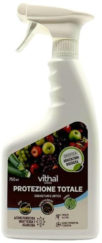 VITHAL Protezione Totale Piante - a base di Equiseto e Ortica, Insetticida Fungicida Acaricida, 100% Naturale e Biologica, Contro Insetti e Funghi, ideale per Piante da Frutta, Vite e Ortaggi, 500ml