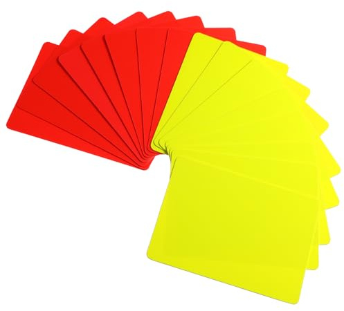 Tyqour Lot de 16 cartes d'arbitre de football en PVC - Jaune et rouge - Cartes d'arbitre de football - Carte rouge et jaune - Outil d'arbitre de football pour la compétition