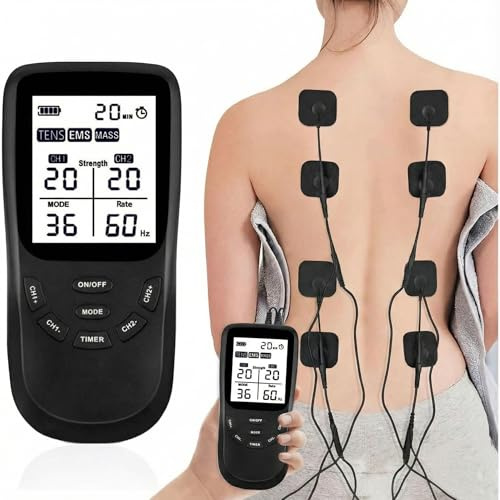 Elettrostimolatore Muscolare Ricaricabile con USB – 36 Programmi, 40 Livelli di Intensità, Elettrostimolatore Muscolare TENS/EMS/FITNESS 3 in 1 per Alleviare il Dolore