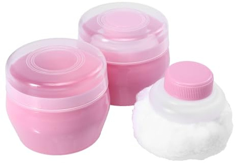 DOITOOL Borlas de Talco y Cuidado Delicado 2 Juegos Suaves y Redondas para Bebés Distribución Uniforme de Polvo, Material de Pelusa y Plástico Pp, Ideales para Recién Nacidos