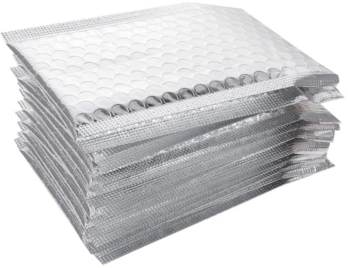 SHERCHPRY 100pcs Silver Aluminum Foil Bubble Mailers 110x130+40mm Self Seal Padded Shipping Envelopes Metallic Foil Bubble Padded Mailing Bags for Office and Postal Use