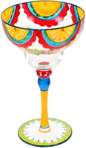 Beavorty Bicchiere da Margarita in Vetro Dipinto a Mano, Bicchiere da Cocktail Decorativo per Vino e Succhi, Vetro Trasparente per Casa, Bar e Feste, Elemento Decorativo per Tavolo