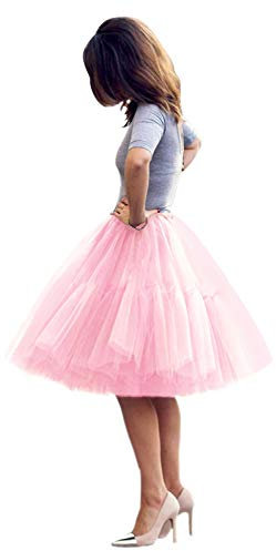 BABYONLINE D.R.E.S.S. Tüllrock Damen Tutu Skirt 5 Lage Petticoat Ballettrock Unterrock Pettiskirt Rosa