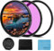 Fotover Juego de filtros universales UV CPL FLD de 55 mm con protección UV, filtro polarizador circular con tapa de objetivo central para cámaras Canon, Nikon, Sony, Pentax, Olympus, Fuji