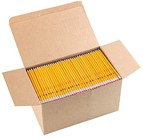 Madisi Wood-Cased #2 HB Pencils, Yellow, Pre-sharpened, Bulk Pack, 1000 pencils