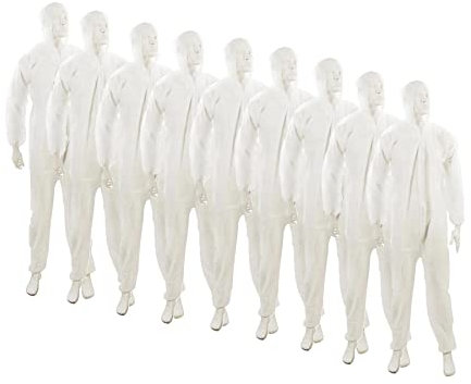 Dapetz ® 20 Pack Disposable Coverall Protective Suits Overall Suits with Hood Medium 170cm 67, Elastic Cuffs, Ankles, and Hood, Zip Front Opening for Painting, Cleaning, Safety Workwear, Men, Women