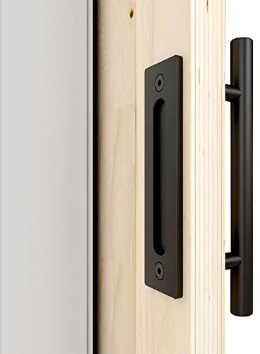 WOLFBIRD Tirador de Puerta Corrediza 24cm Negro Manija de Puerta Corredera del Granero Clásica Aluminio