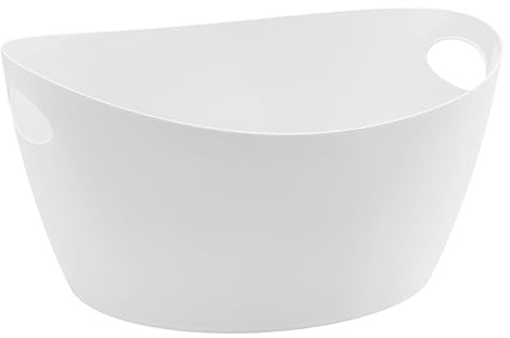 Koziol BOTTICHELLI L & XL Zuber 15 & 28 Liter | Wanne Wäschekorb Aufbewahrung | hochwertiger Kunststoff, robust, ineinander stapelbar | Haushalt Bad Küche Kinderzimmer (Recycled White, L 15l)