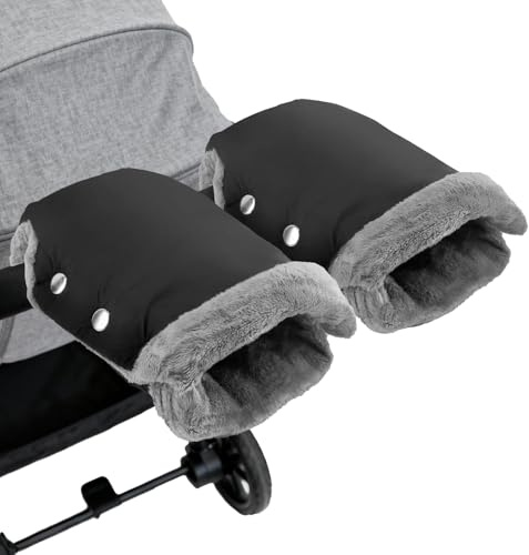 Infreecs Moufles de Poussette - Fixation par Boutons-Pression - Lavable en Machine - Imperméable et Coupe-Vent - Doublure Polaire Ultra-Chaude